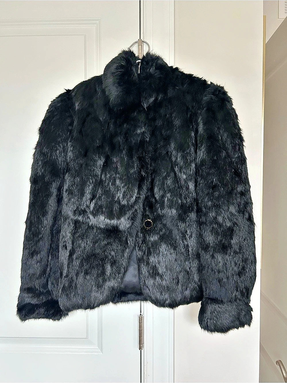 Black Rabbit Fur Jacket Size Small Like New